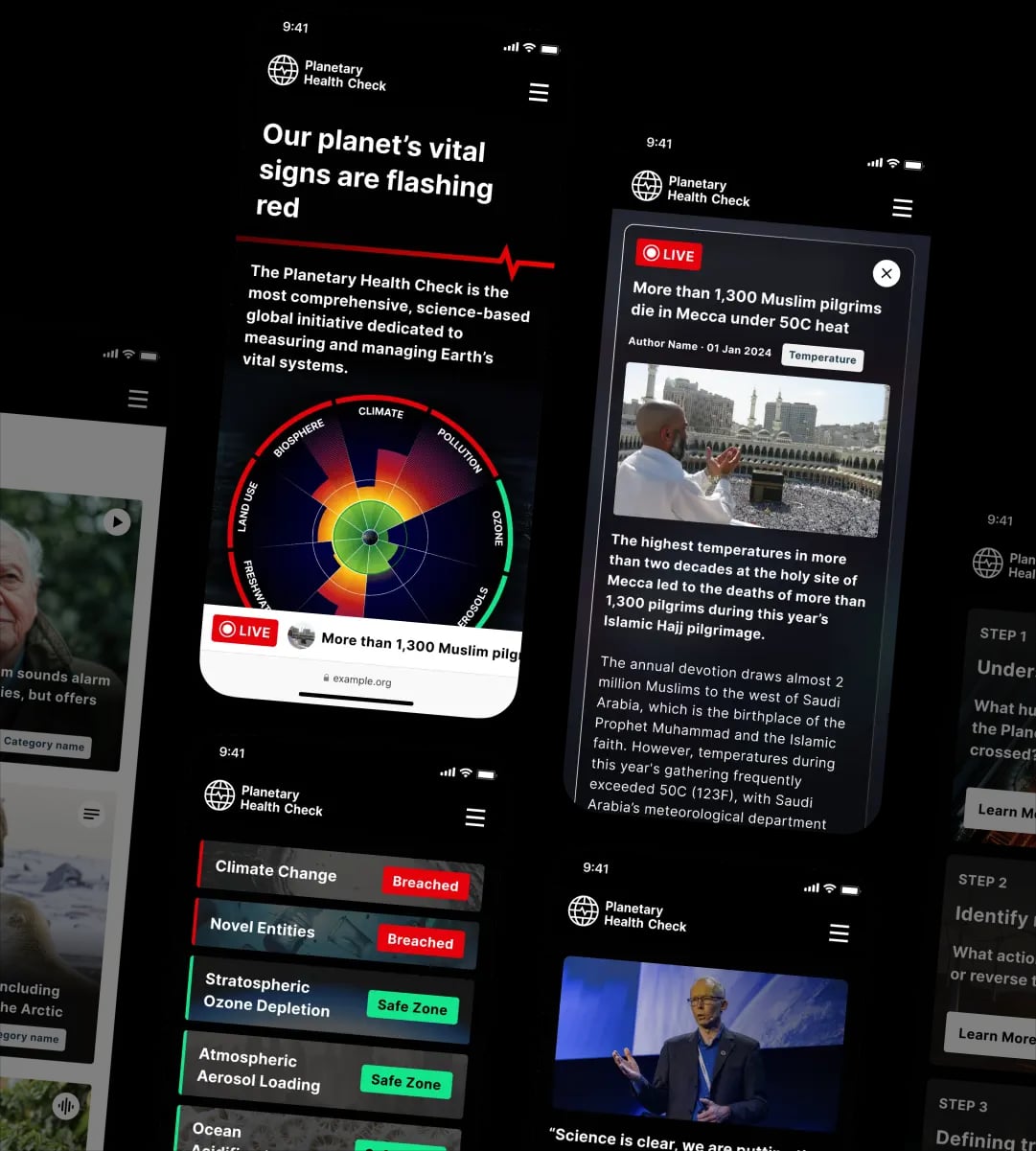 Planetary Health Check mobile app mockup