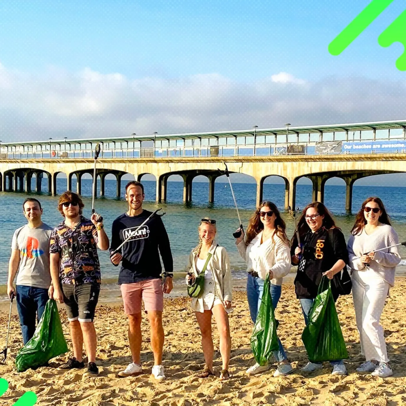 Team beach cleanup activity