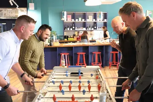 Foosball in office kitchen