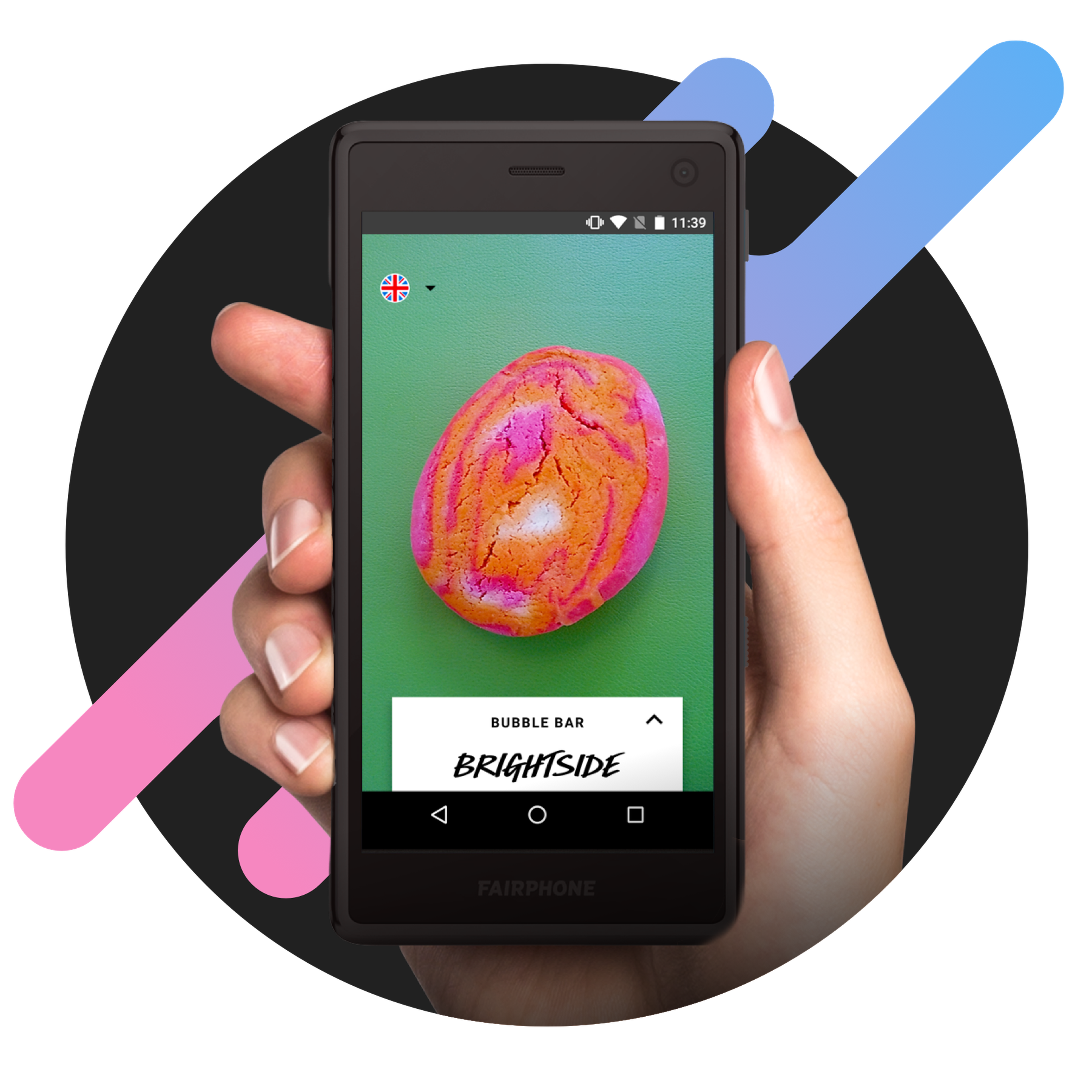 Screenshot of the Lush app showing a product and description