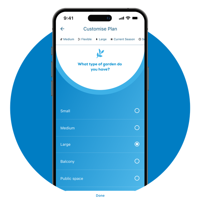 Phone screen showing the 'Customise Plan' page in the app.