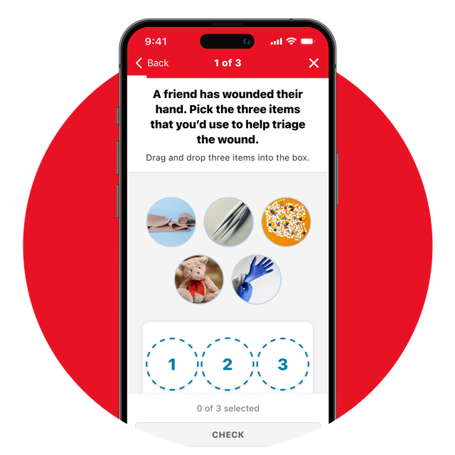 Phone screen displaying the quizzes in the app.