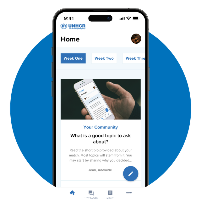 App screen showing the timeline feature.