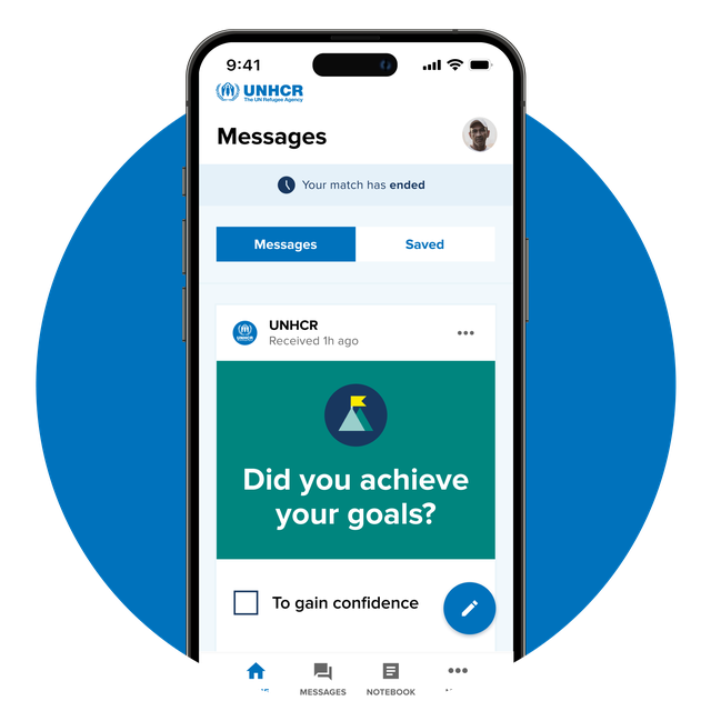 Phone screen showing the messages feature in the app.