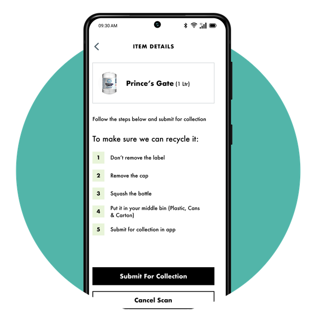 Phone screen displaying the 'item details' view in app.