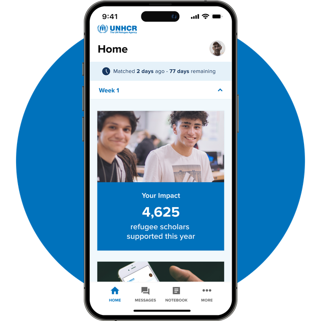 Phone screen showing the home screen of the app.