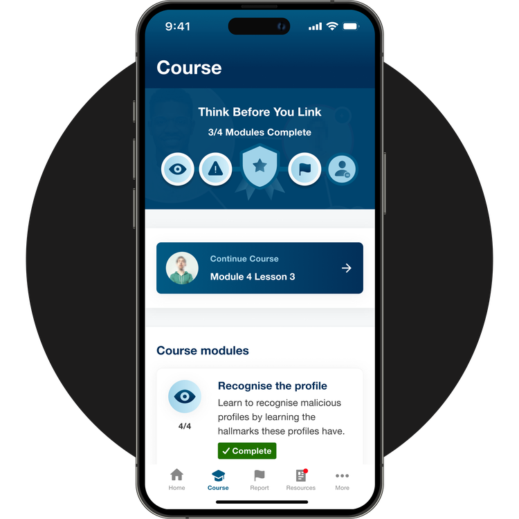 App displaying the Courses page.