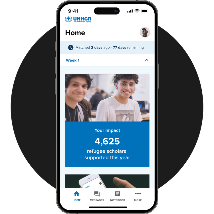 Phone screen showing the home screen of the app.
