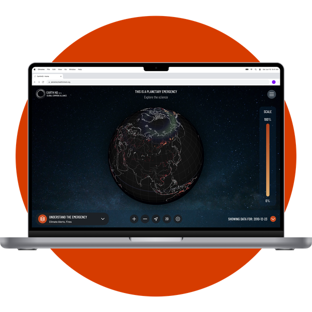 Laptop displaying the Earth HQ platform.