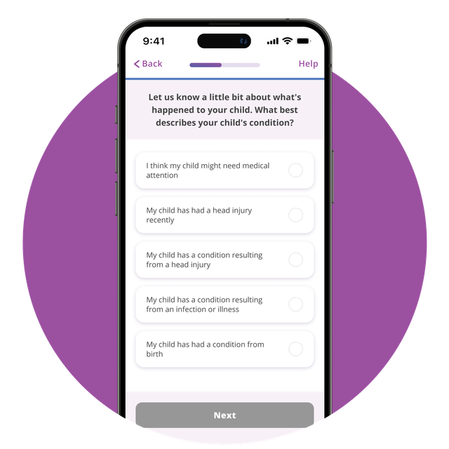 Phone screen showing the question flows in the app.