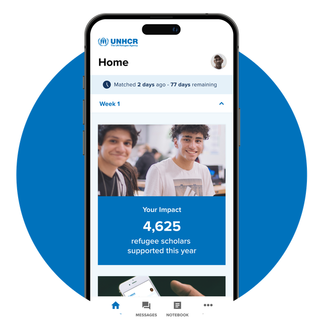 Phone screen showing the home screen of the app.