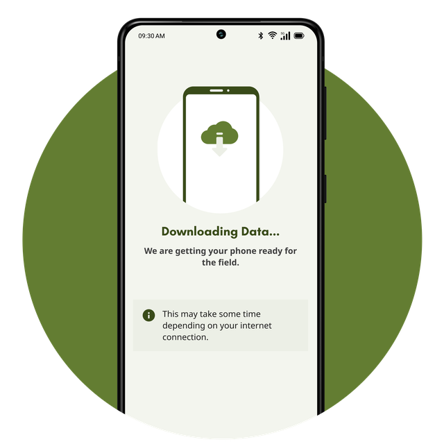 Phone screen displaying the 'Downloading Data' screen.