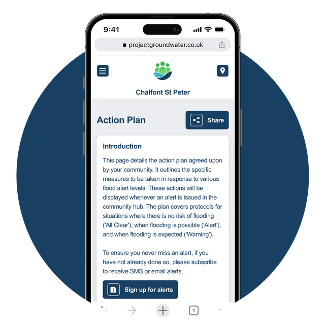 App showing the action plan.