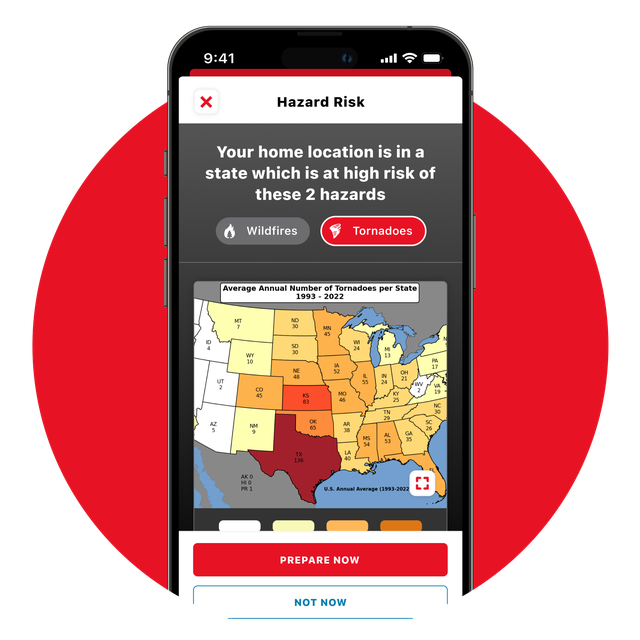 Phone screen displaying the 'Hazard Risk' view in the app.