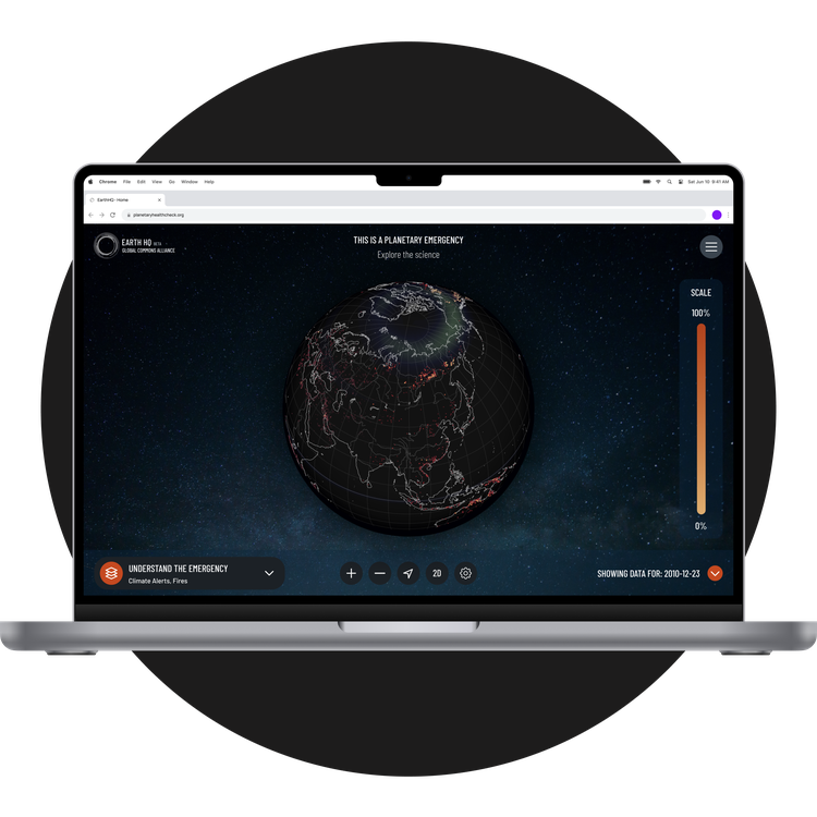 Laptop displaying the Earth HQ platform.