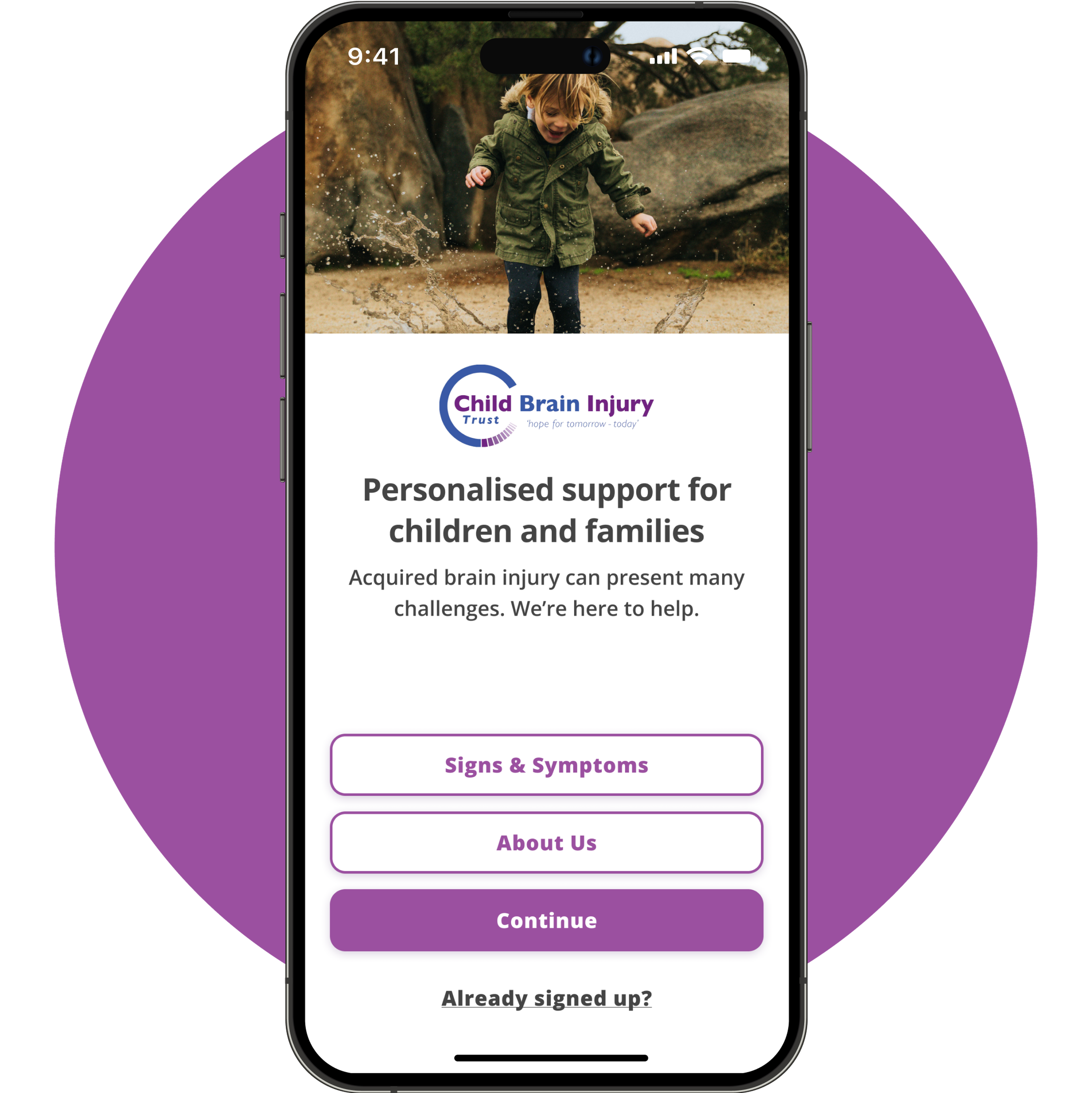 Phone screen displaying the app homepage.