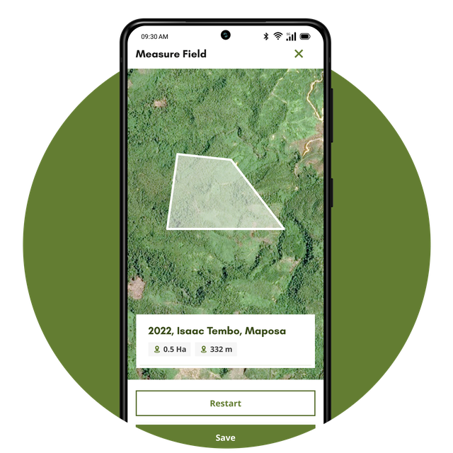 Phone screen displaying the map feature in the app.