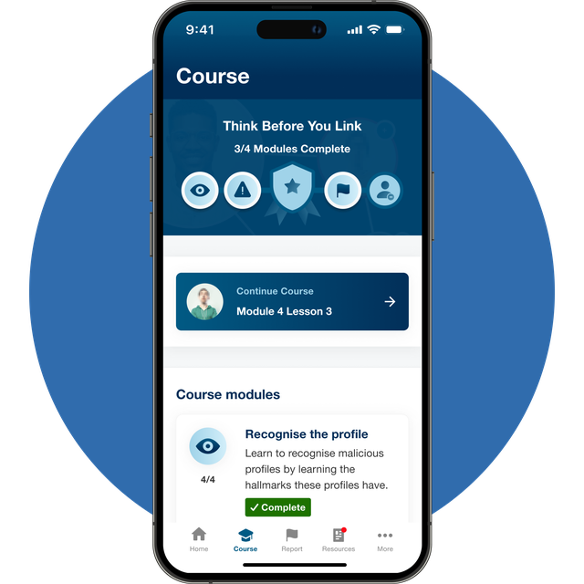 App displaying the Courses page.