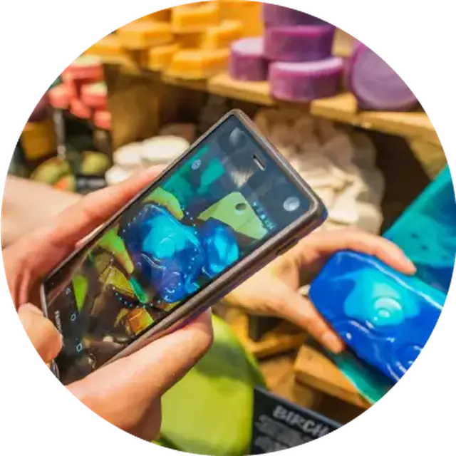 Person scanning a soap bar with Lush app