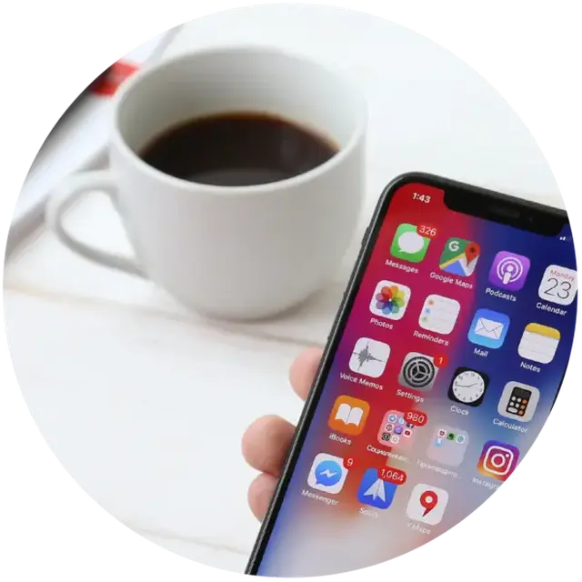 Phone next to coffee